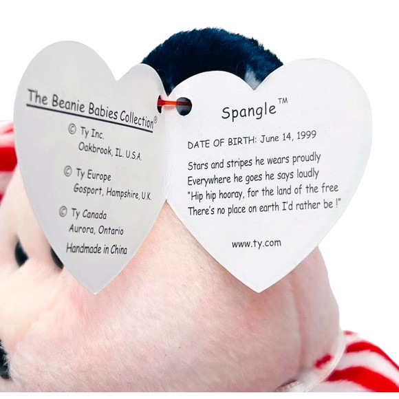 TY Beanie Babies Baby 1999 Pink Face SPANGLE the American Bear RETIRED - Picture 9 of 10